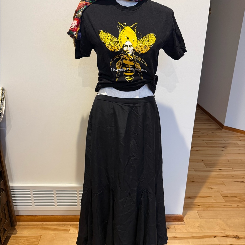 100% Silk Charter Club Black Maxi Skirt - Picture 4 of 9